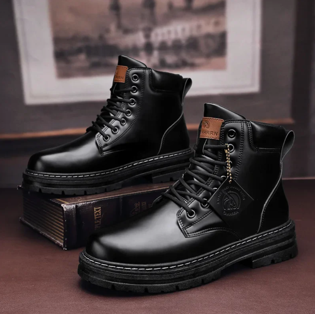 Marlon Men’s Lace-Up Boots – Comfortable Leather Boots with Anti-Slip Sole