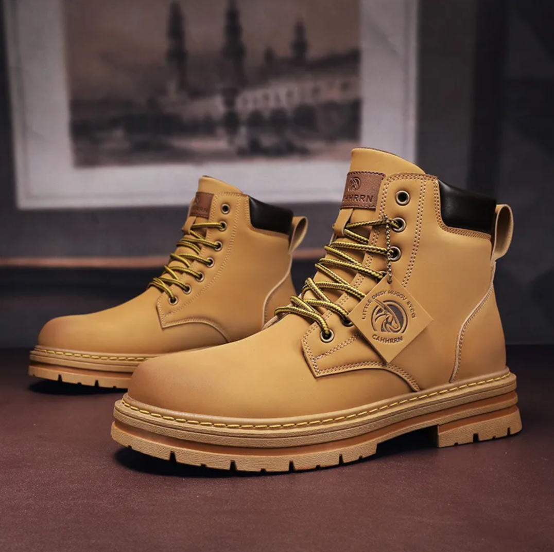 Marlon Men’s Lace-Up Boots – Comfortable Leather Boots with Anti-Slip Sole