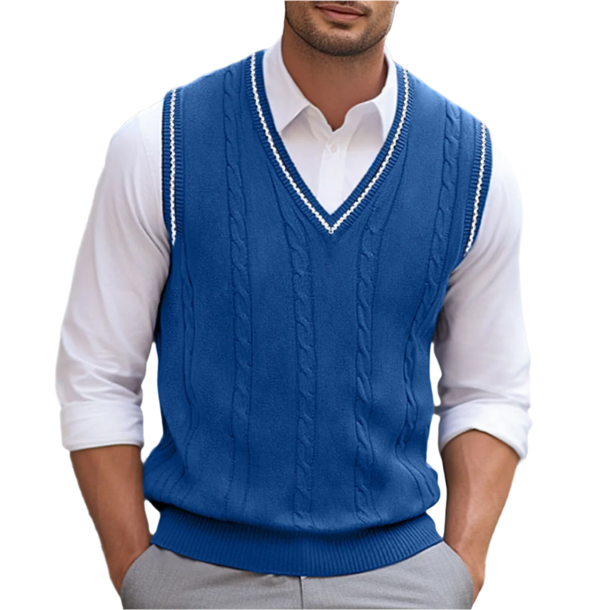 Kyson Men's V-Neck Sweater Vest – Sleeveless Smart Casual Layering Knit