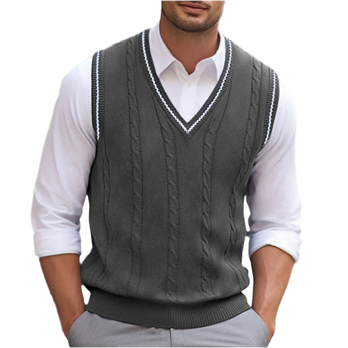 Kyson Men's V-Neck Sweater Vest – Sleeveless Smart Casual Layering Knit