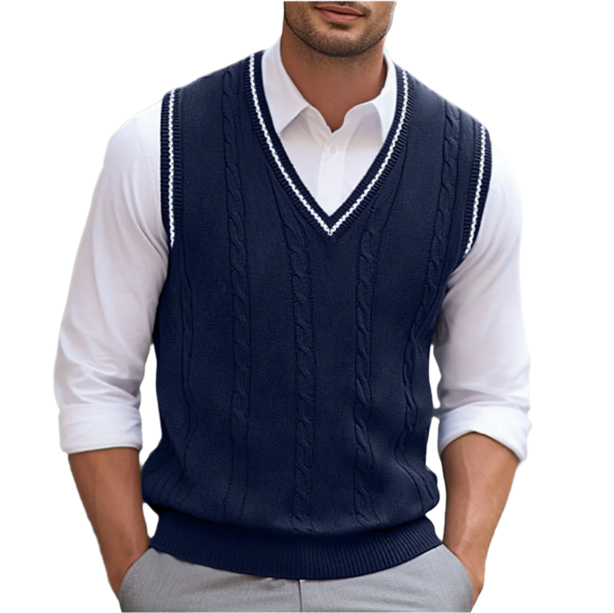 Kyson Men's V-Neck Sweater Vest – Sleeveless Smart Casual Layering Knit