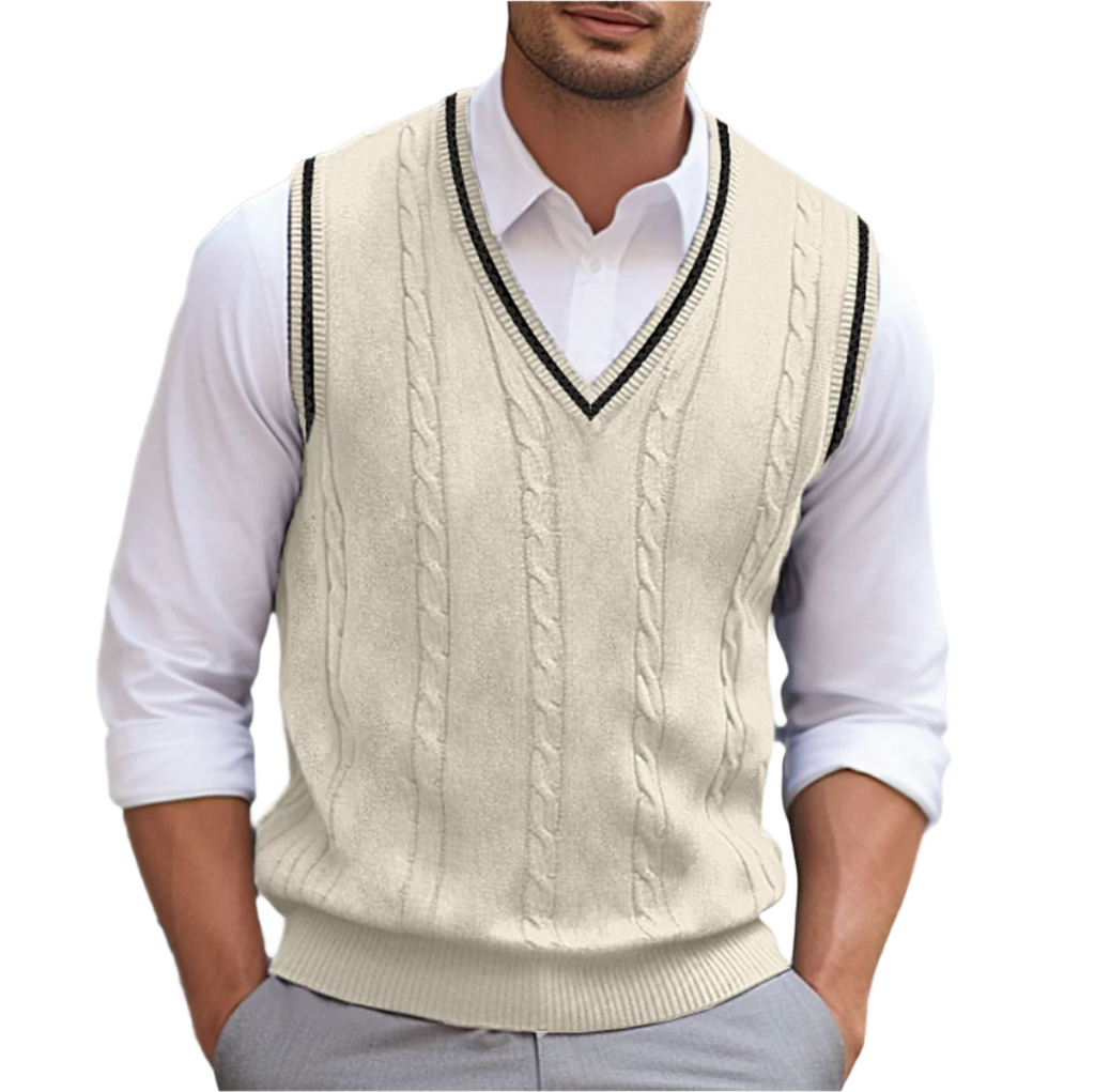 Kyson Men's V-Neck Sweater Vest – Sleeveless Smart Casual Layering Knit