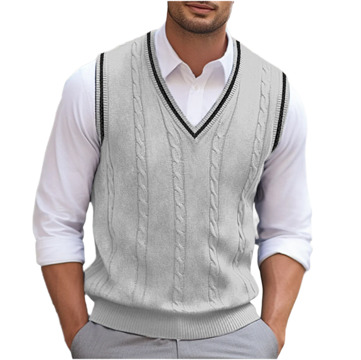 Kyson Men's V-Neck Sweater Vest – Sleeveless Smart Casual Layering Knit