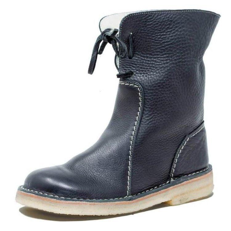 Emersyn Women's Warm Boots – Waterproof PU Leather Winter Boots with Wool Lining