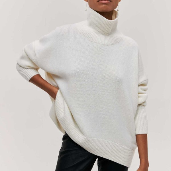 Camille Women's Winter Sweater – Soft Knit Relaxed Fit Chic Pullover