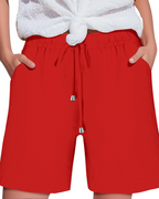 Olivia Women’s Paper Bag Shorts – High Waist Drawstring Summer Shorts with Pockets