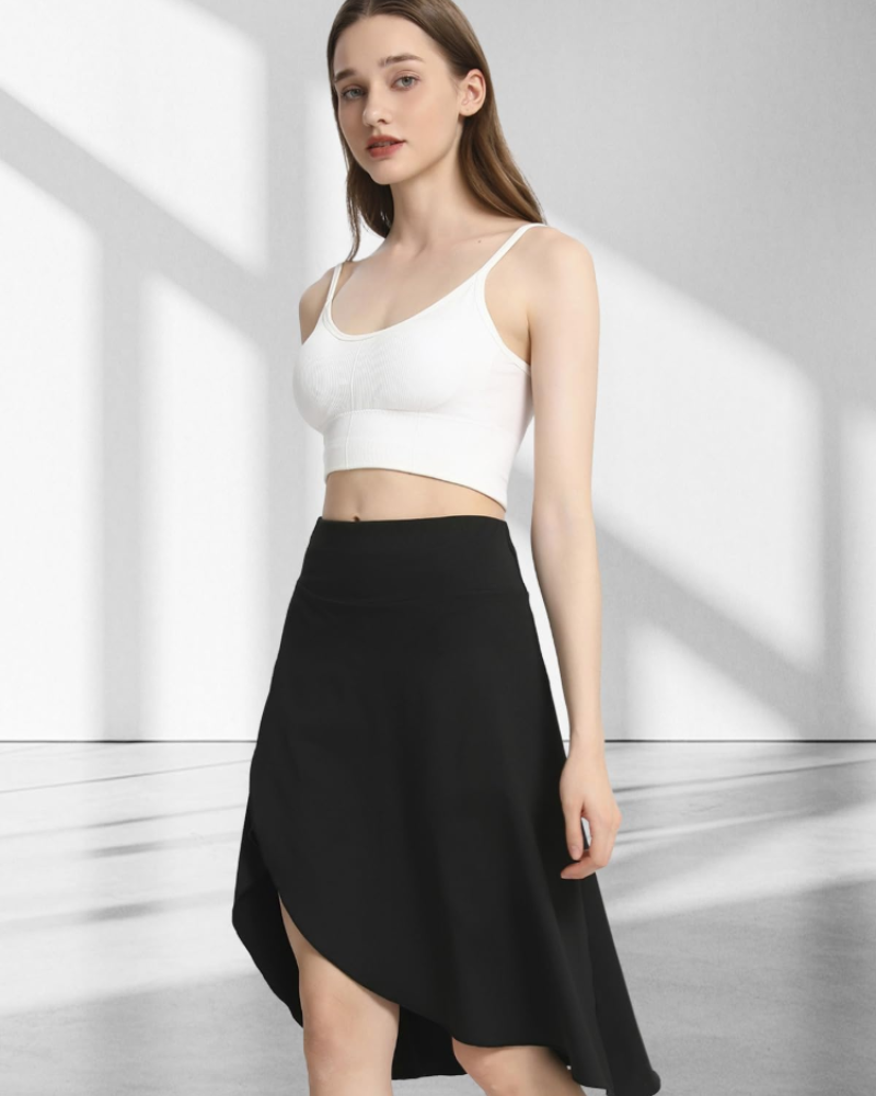 Hailey Women’s Midi Skort – High Waist Athletic Skirt with Built-In Shorts & Pockets