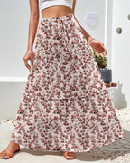 Avery Women’s Maxi Skirt – High Waist Tiered A-Line Skirt with Flared Hem
