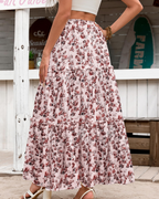 Avery Women’s Maxi Skirt – High Waist Tiered A-Line Skirt with Flared Hem