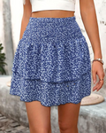 Isabelle Women’s Mini Skirt – Floral High Waist Ruffle Skirt with Layered Design