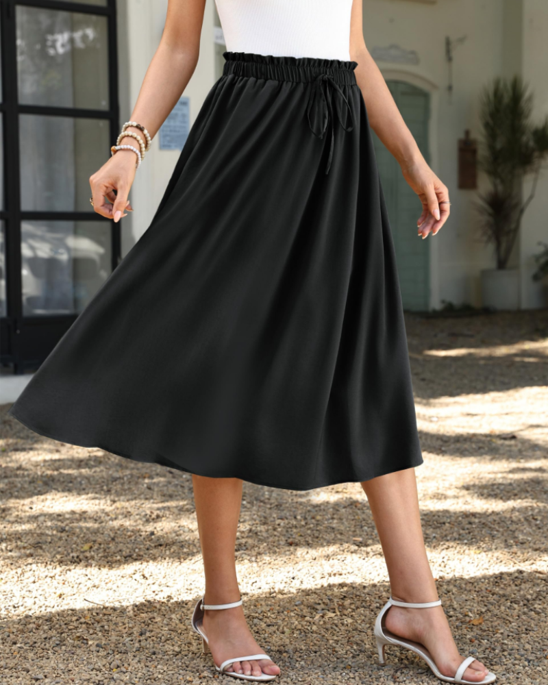 Claire Women’s Maxi Skirt – Drawstring A-Line Summer Skirt with Elastic Waist