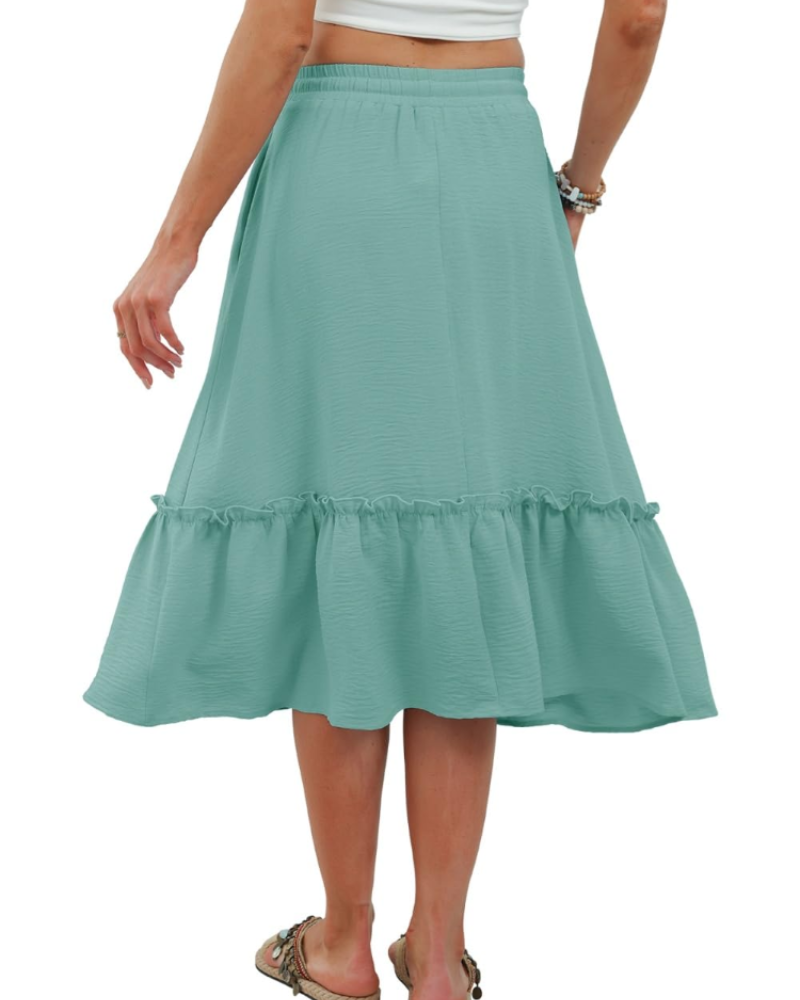 Freya Women’s Midi Skirt – Drawstring Summer Skirt with Side Pockets