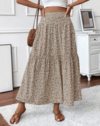 Lily Women’s Maxi Skirt – Floral High Waist A-Line Skirt with Pockets