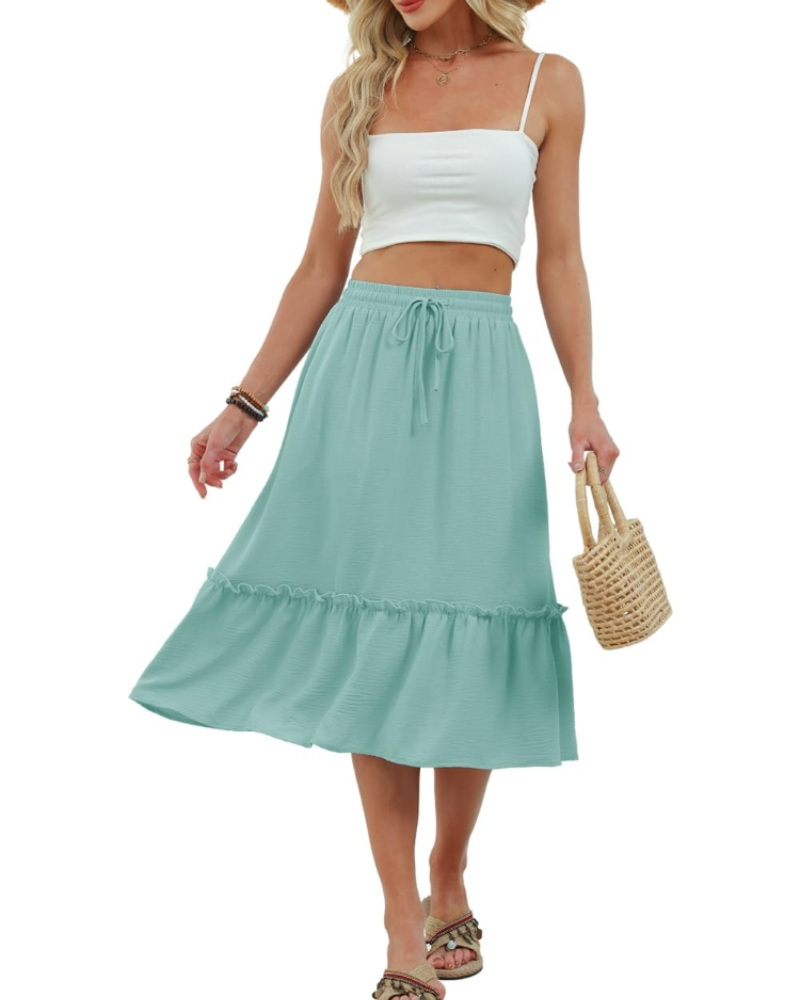 Freya Women’s Midi Skirt – Drawstring Summer Skirt with Side Pockets