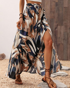 Sienna Women’s Maxi Skirt – High Waist Boho A-Line Skirt with Side Slit