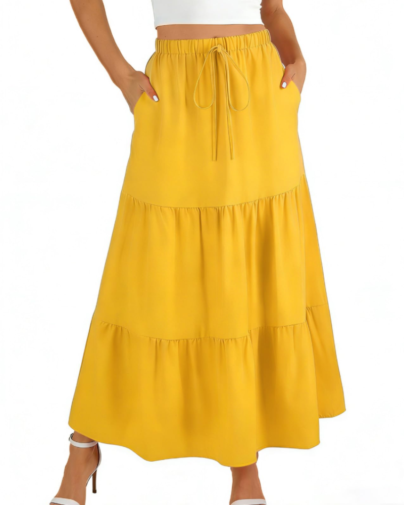 Grace Women’s Maxi Skirt – High Waist A-Line Skirt with Pockets & Lining