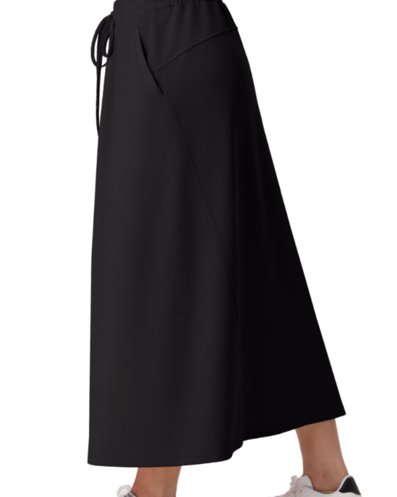 Elena Women’s Maxi Skirt – A-Line Drawstring Skirt with Pockets