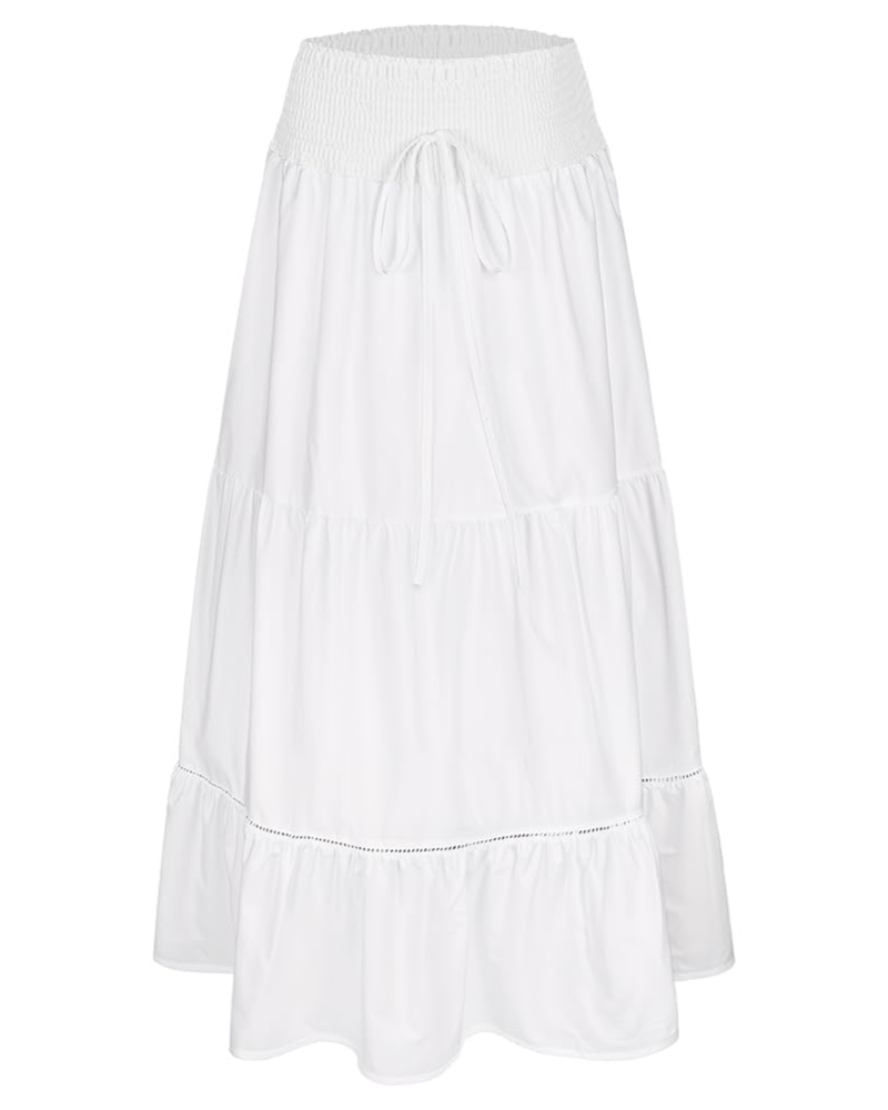 Lydia Women’s A-Line Midi Skirt – High Waist Pleated Skater Skirt