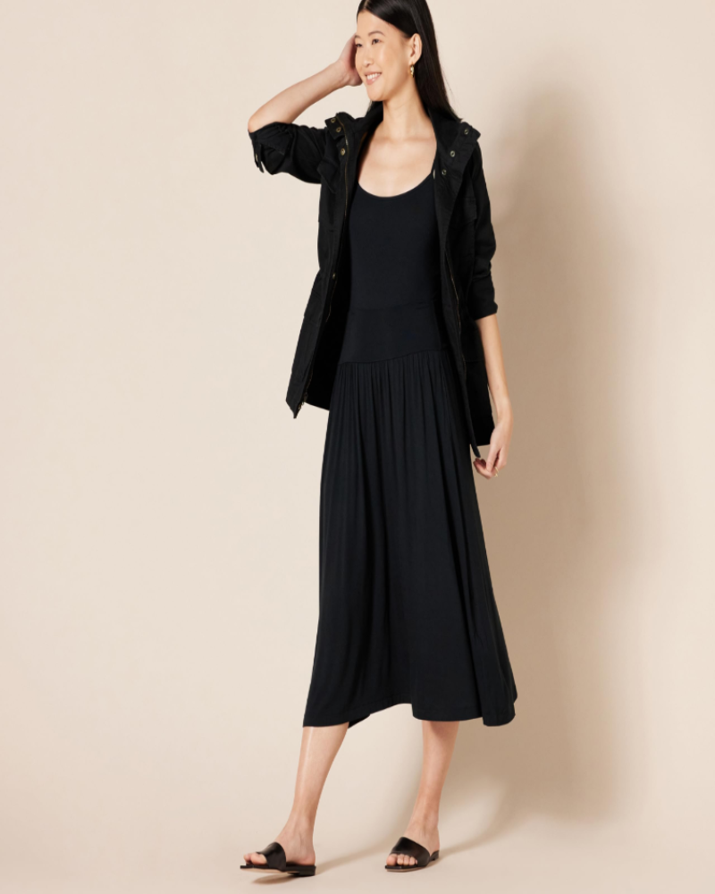 Nina Women’s Jersey Midi Skirt – Pull-On Stretch Skirt with Side Pockets