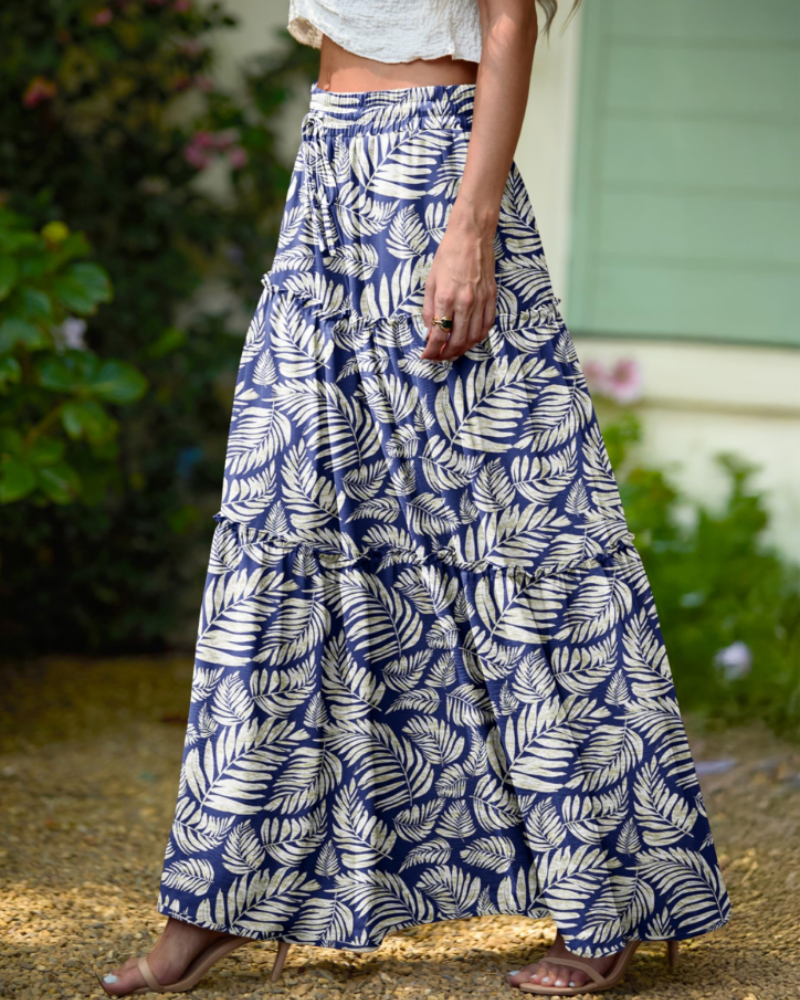 Penelope Women’s Maxi Skirt – Boho Floral High Waist Skirt with Pockets