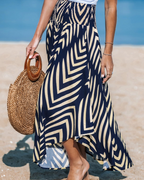 Kennedy Women’s Maxi Skirt – Viscose Abstract Print Skirt with Smocked Waist