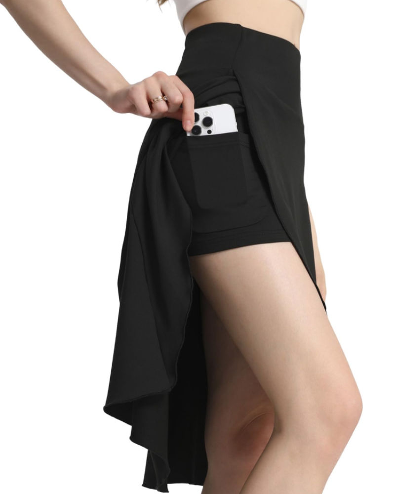 Hailey Women’s Midi Skort – High Waist Athletic Skirt with Built-In Shorts & Pockets