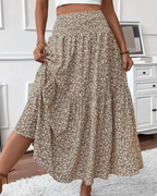 Lily Women’s Maxi Skirt – Floral High Waist A-Line Skirt with Pockets
