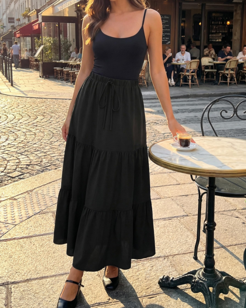 Grace Women’s Maxi Skirt – High Waist A-Line Skirt with Pockets & Lining
