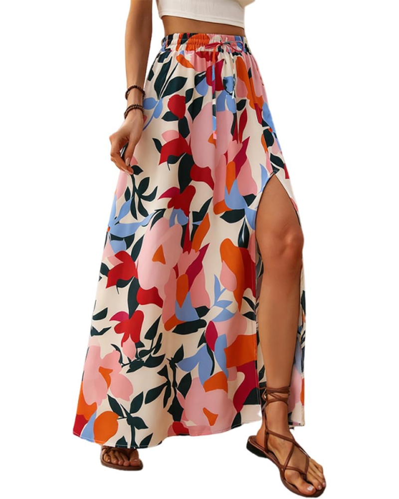 Sienna Women’s Maxi Skirt – High Waist Boho A-Line Skirt with Side Slit