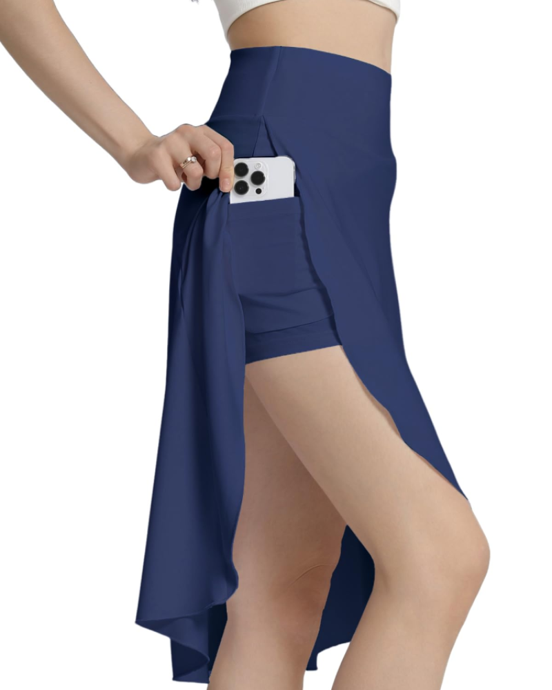 Hailey Women’s Midi Skort – High Waist Athletic Skirt with Built-In Shorts & Pockets