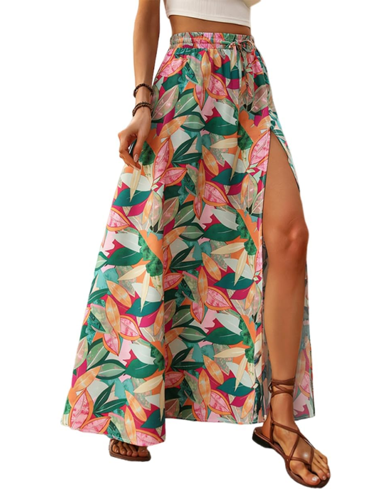 Sienna Women’s Maxi Skirt – High Waist Boho A-Line Skirt with Side Slit