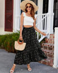 Natalie Women’s Maxi Skirt – Rayon A-Line Ruffle Skirt with Pockets