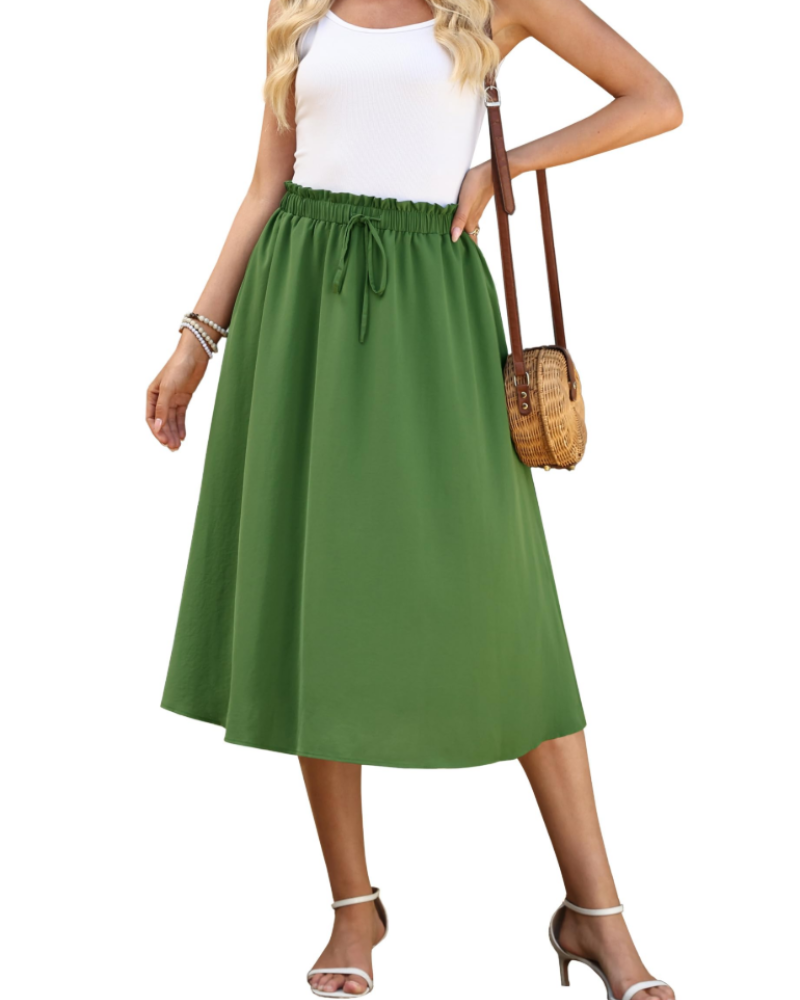 Claire Women’s Maxi Skirt – Drawstring A-Line Summer Skirt with Elastic Waist