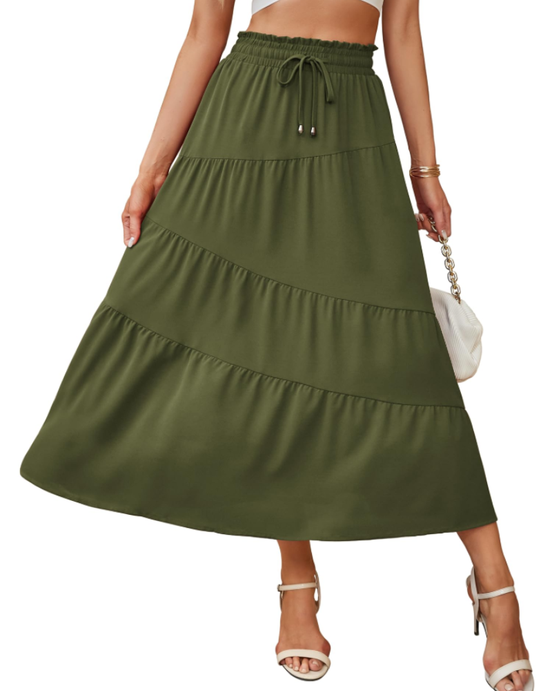 Scarlett Women’s Maxi Skirt – Boho Tiered A-Line Skirt with Pockets