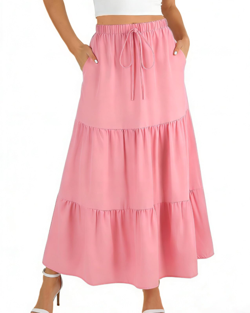 Grace Women’s Maxi Skirt – High Waist A-Line Skirt with Pockets & Lining