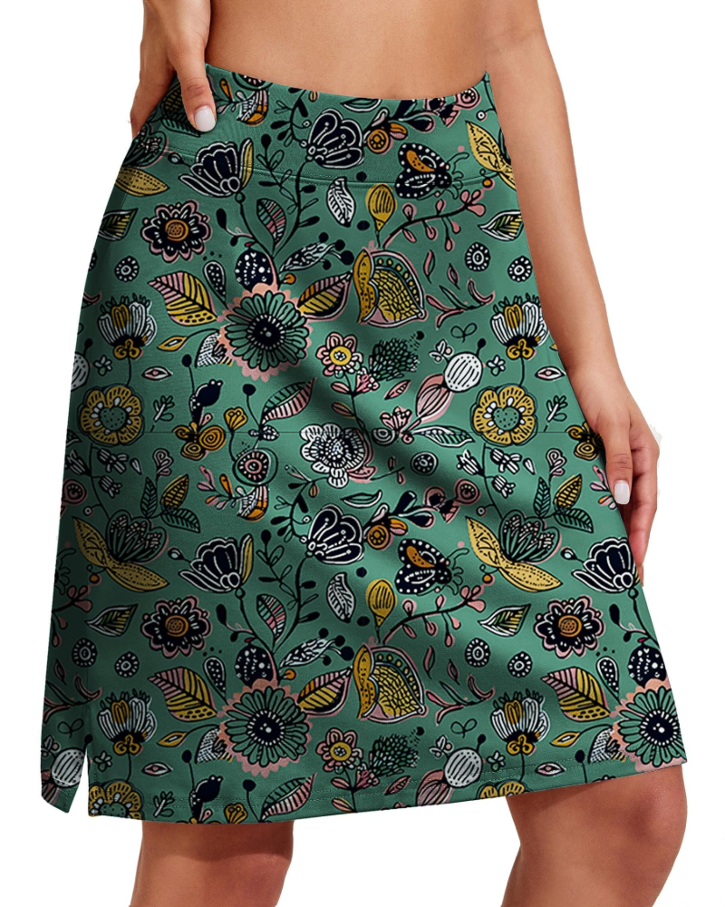 Layla Women’s Athletic Skort – Knee-Length Tennis Skirt with Shorts & Pockets