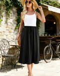 Claire Women’s Maxi Skirt – Drawstring A-Line Summer Skirt with Elastic Waist