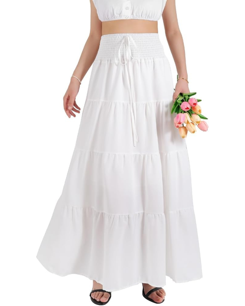 Zoe Women’s 2-in-1 Maxi Skirt – High Waist Chiffon A-Line Skirt Dress