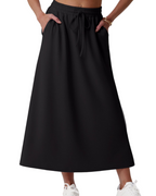 Elena Women’s Maxi Skirt – A-Line Drawstring Skirt with Pockets