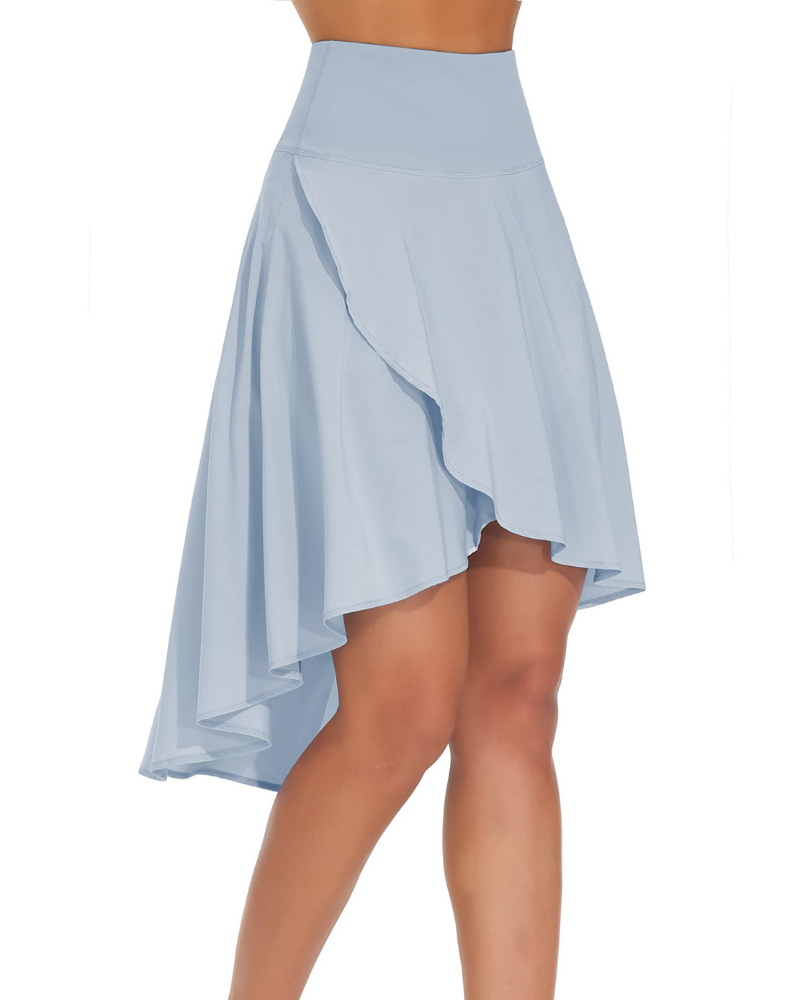 Maya Women’s Skort – High Waist Asymmetrical Ruffle Skirt with Shorts