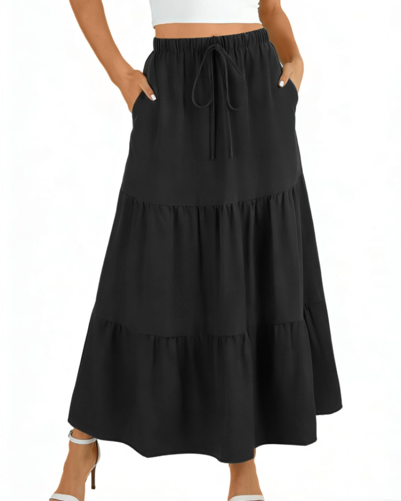 Grace Women’s Maxi Skirt – High Waist A-Line Skirt with Pockets & Lining