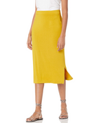 Clara Women’s Midi Skirt – Stretch Jersey Pull-On Skirt with Side Slits