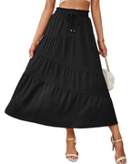 Scarlett Women’s Maxi Skirt – Boho Tiered A-Line Skirt with Pockets