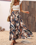 Sienna Women’s Maxi Skirt – High Waist Boho A-Line Skirt with Side Slit