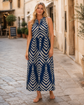 Sophia Women's Maxi Dress – V-Neck Button Front Dress with Pockets and Side Slit