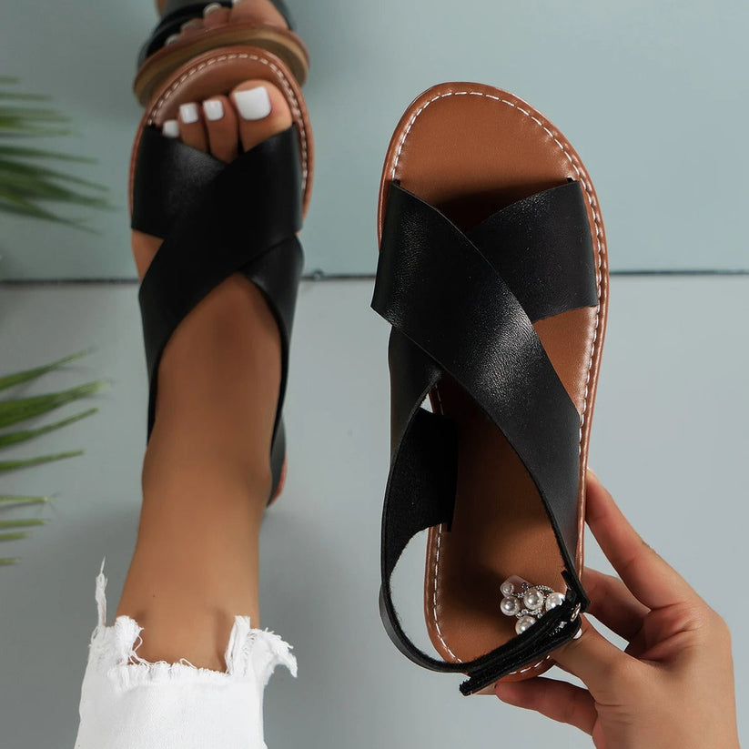 Charley Women's Leather Sandals – Elegant Comfortable Summer Slip-On Shoes