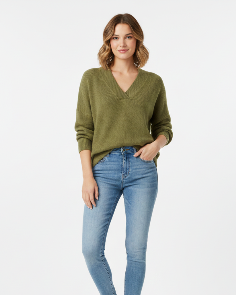 Alexandra Women’s V-Neck Sweater – Soft Knit Pullover with Elegant Casual Fit
