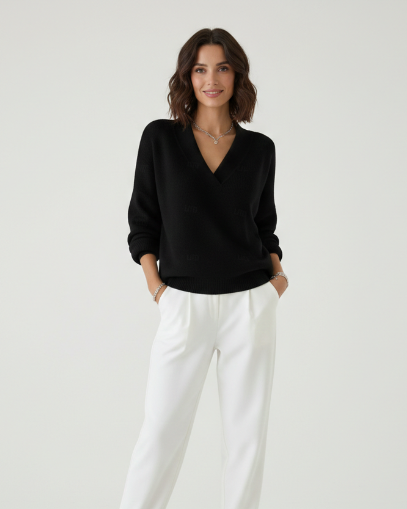 Alexandra Women’s V-Neck Sweater – Soft Knit Pullover with Elegant Casual Fit
