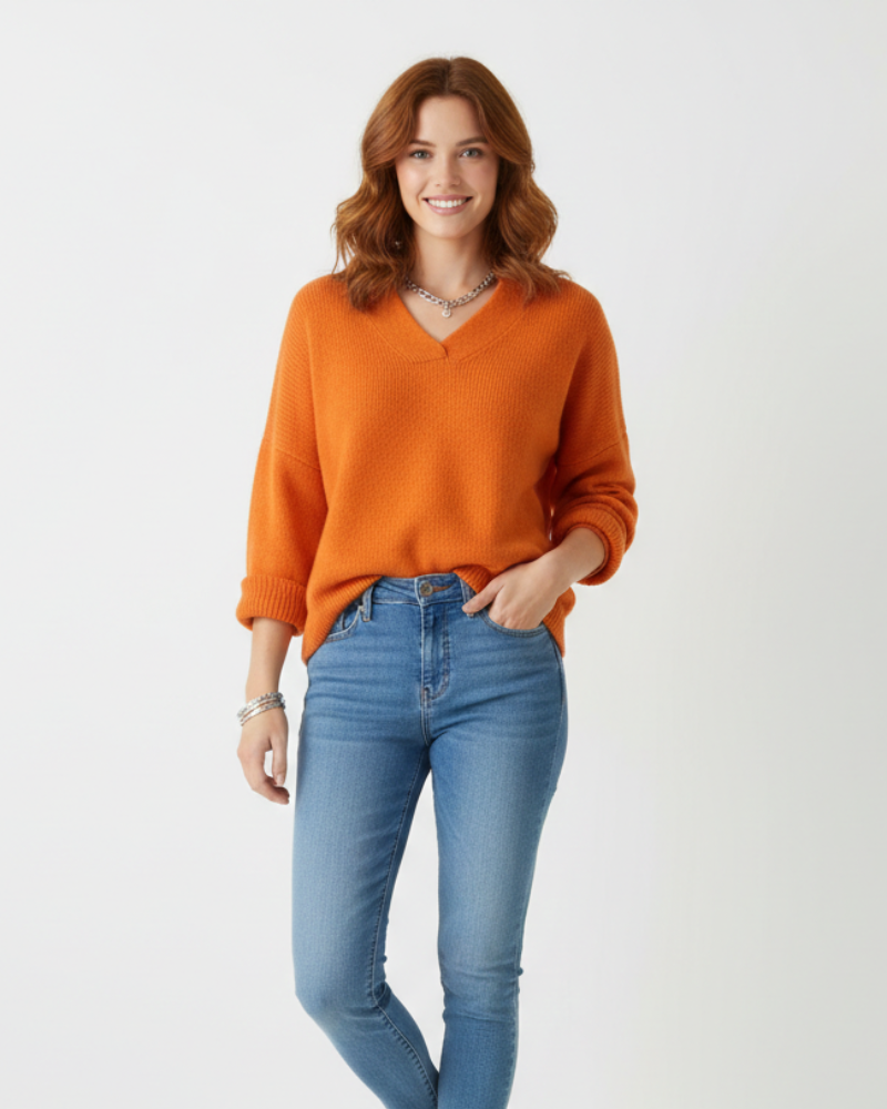 Alexandra Women’s V-Neck Sweater – Soft Knit Pullover with Elegant Casual Fit