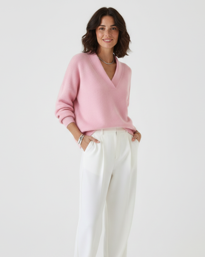 Alexandra Women’s V-Neck Sweater – Soft Knit Pullover with Elegant Casual Fit